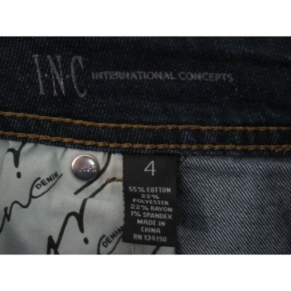 inc Denim Women Jeans Size 4 Blue Straight Leg Curvy Crop Mid Blasted Denim - Picture 4 of 5